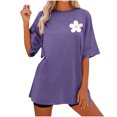 thumbnail image 1 of Pompotops Mode Femmes Décontracté Blouse à Boutons Patchwork T-Shirt à Manches Courtes Hauts d'Été Liquidation, 1 of 7