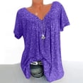 thumbnail image 1 of EGNMCR T-Shirts pour Femmes Femmes Grande Taille Manches Courtes Col en V Blouse à Imprimé Chandail Hauts Manches Courtes Blouses, 1 of 8