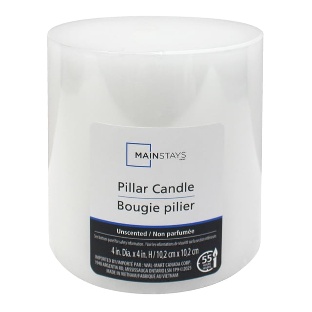 Mainstays Unscented White Pillar Candle