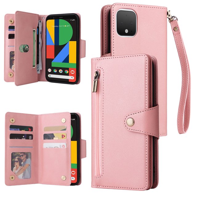 Case for Google Pixel 4 Magnetic Leather Zipper Wallet Cover Card Holder