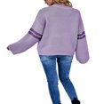 thumbnail image 2 of Pull pour Femmes Manches Longues Col Tricoté Cœur Ample Fête de Rue Chemise Décontractée Rose TG, 2 of 5