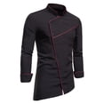 thumbnail image 1 of Men's Retro Mid-length Stand-up Collar Color Block Long-sleeved Shirt - Polyester, Breathable & Casual, 1 of 7
