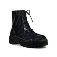 thumbnail image 1 of Unique Bargains Women's Round Toe Platform Lace Up Combat Ankle Boots, 1 of 8