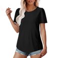 thumbnail image 3 of Timegard Hauts à Oeillets pour Femmes Col Rond Froncé Manches Courtes Ample Été Plage Décontracté Confortable Haut T-Shirt, 3 of 7
