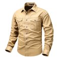 thumbnail image 1 of RXIRUCGD Cardigan Blouse Mode Décontractée pour Hommes Col Rabattu Poches Boutons, Kaki, Taille : L, 1 of 2