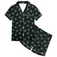 thumbnail image 1 of Baby Pajamas Cute Dinosaur Pattern Printed Short Sleeve Button Down Shorts Set Teen Girl Clothes Black 2-3 Years, 1 of 3
