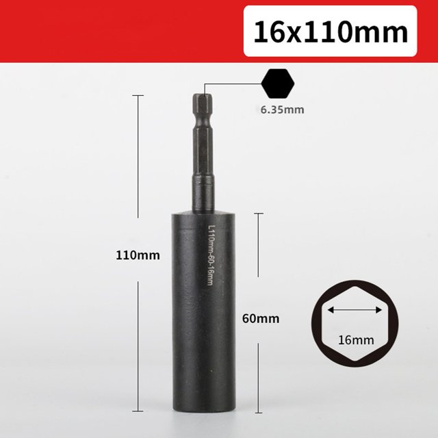 110mm Deepen Socket Wrenches Hexagon Nut Driver Drill Bit H8-H14 Sleeve Adapter