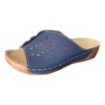 thumbnail image 2 of Cameland Women's New Summer Plus-size Floral Wedge One-line Beach Sandals, 2 of 7