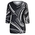 thumbnail image 3 of T-shirt Décontracté à Manches Mi-Longues Imprimé pour Femmes, Col Rond, Mode Printemps; Halloween; Action de Grâce; Noël; Travail; Maison; Quotidien; Rendez-Vous; Anniversaire; Fête, 3 of 8