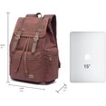 thumbnail image 2 of KAUKKO Vintage Casual Canvas and Leather Rucksack Backpack (Canvas Coffee2pc), 2 of 5