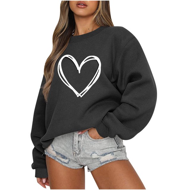 Rbaofujie Chandails pour Femmes Mode d'Automne Chandail Décontracté pour Femmes à Manches Longues Col Rond Imprimé Chandail pour Dames Hauts Blouse Noir Chandail à Capuchon pour Filles