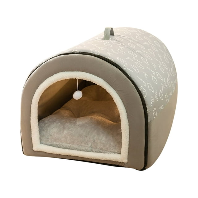 CHOK Clearance Dog Bed House 2 Ways to Use Indoor Dog House for Cats and Small Dogs with Mat Removable and Washable Cover House and Non-Slip Bottom Brown