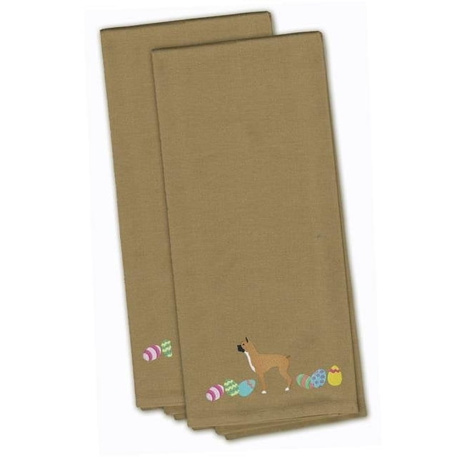 Carolines Treasures CK1615TNTWE Boxer Pâques Bronzage Serviette de Cuisine Brodée - Lot de 2