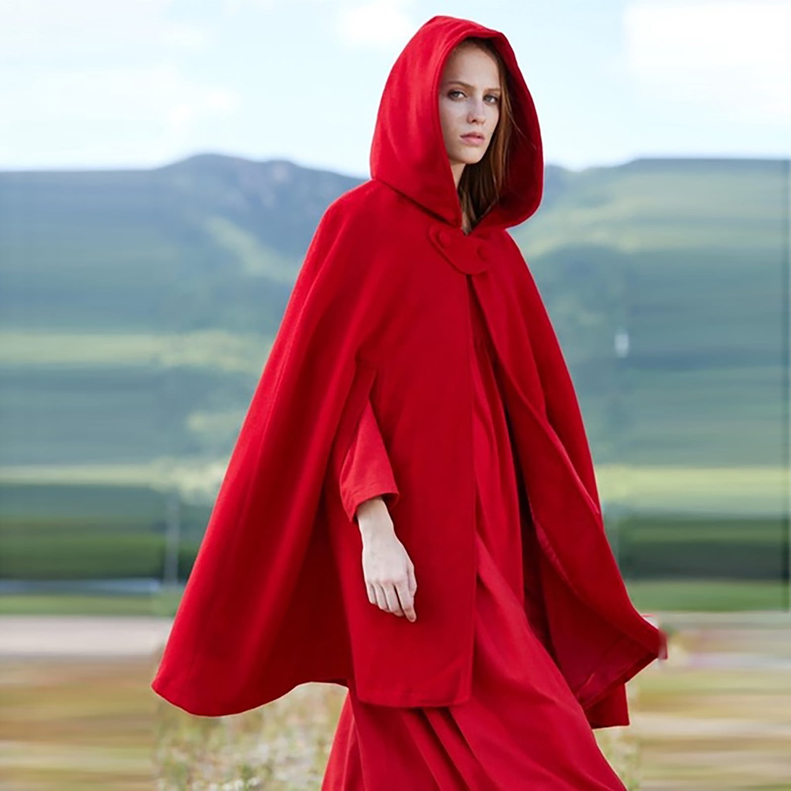 Simua Trench-Coat pour Femmes Cape à Capuche Long Ouvert Poncho Poncho Cardigan