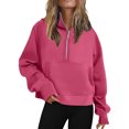 thumbnail image 2 of Half Zip Sweatshirt Women Plus Size Fleece Cropped Hoodies Pullover Fall Winter Warm Tops, 2 of 6