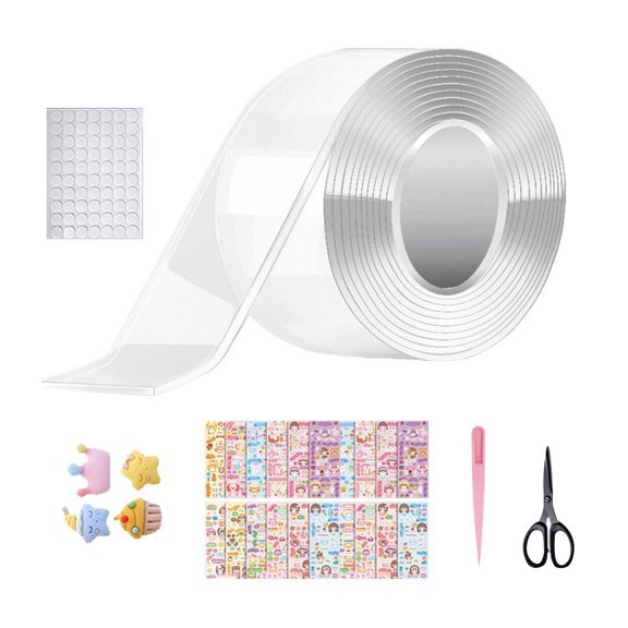 Rongfmy Blow Bubbles Double Sided Tape with s Sequins DIY Crafts Waterproof Creative Transparent Color Handmade Ball Educational Toy for Adults , B, 3metersx5cmx1mm