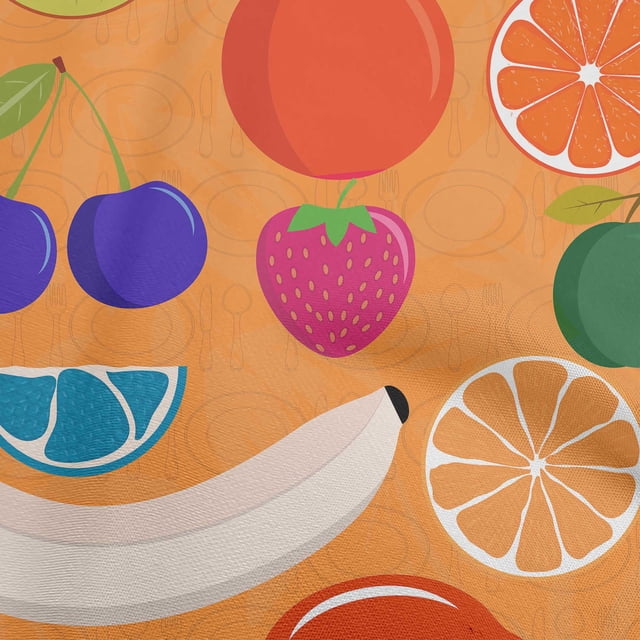 oneOone Cotton Poplin Orange Fabric Fruits Sewing Material Print Fabric By The Yard 56 Inch Wide