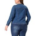 thumbnail image 3 of GRACE & GRANDEUR Veste en Jean pour Femme Grande Taille à Manches Longues Sans Col Veste en Denim, 3 of 8