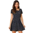 thumbnail image 1 of INSPIRE CHIC Women's Floral Square Neck Short Sleeve A-Line Dress, 1 of 6