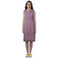thumbnail image 2 of Moomaya Knee Length Summer Dresses Printed Back Slit Boat Neck Shift Dress, 2 of 4