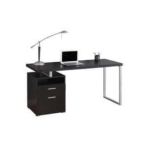 Monarch Specialties Bureau d'ordinateur, Bureau à la maison, Ordinateur portable, Gauche, Installation droite, Tiroirs de rangement, 60"l, Travail, Métal, Stratifié, Brun, Gris, Contemporain, Moderne