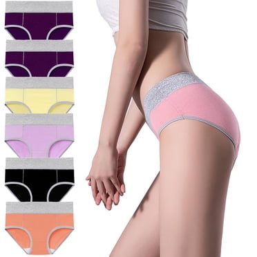 Timegard 6pc Plus Size Panties for Women Mid Waist Full Coverage Comfort Cotton Underwear No Show Briefs