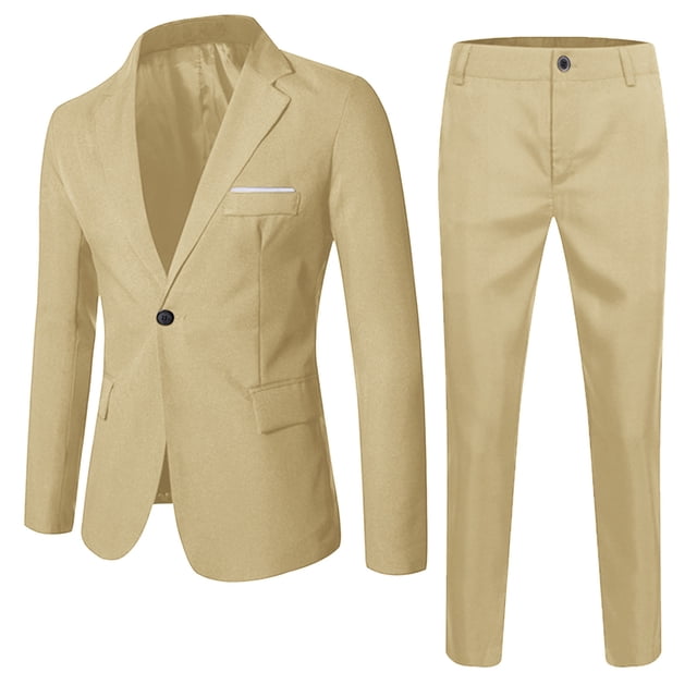 Sunnyoo Tween Boys Formal Suit Solid Long Sleeve Blazer Trousers 2Pcs Set, Sizes 10-18