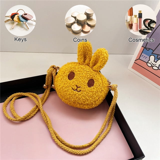 Dvkptbk Cute Plushed Rabbited Crossbody Bag Fashion Princess Coin Purse Baby Girl Accessory Bag easter decorations