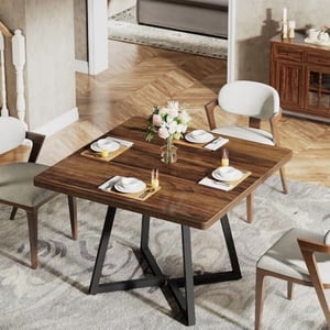 Square Dining Table for 2, 31.5" Industrial Dinner Table