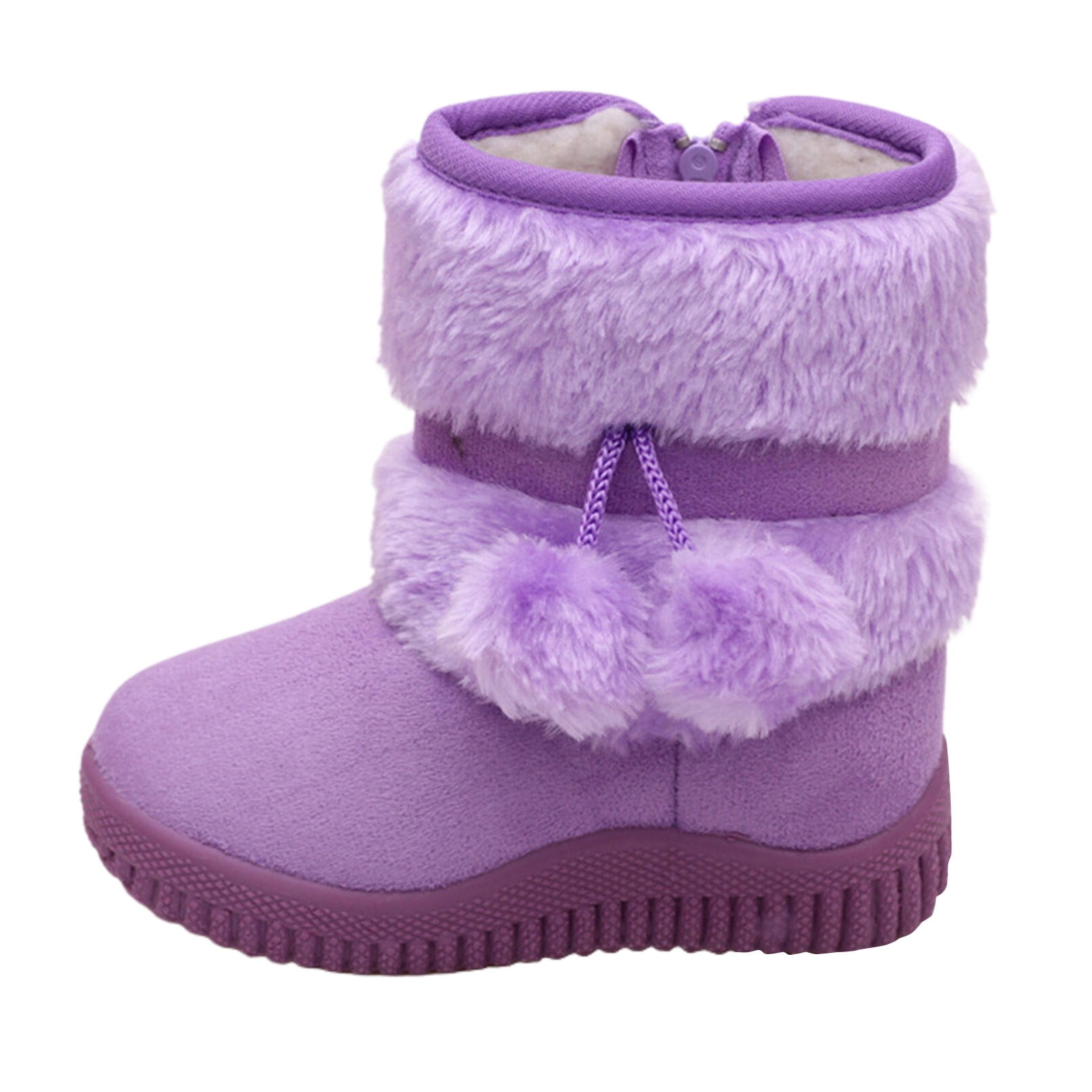 Girls' Autumn and Winter Snow Boots Thick Soles Non Warm Comfortable Solid Color Zipper Shoes