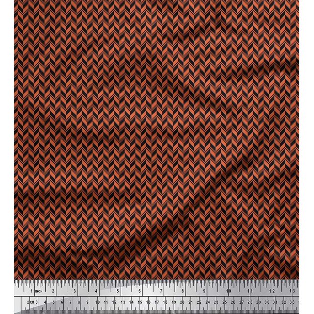 Soimoi Velvet Fabric Herringbone Small Printed Fabric 1 Yard 58 Inch Wide