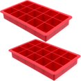 thumbnail image 1 of Starfrit - Ensemble de 2 Moules à Glaçons en Silicone Souple, Capacité de 15 Cubes, Rouge, 1 of 7