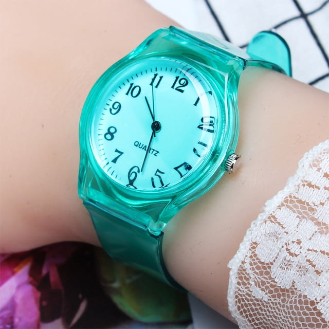 Dvkptbk Watch Transparent Color Plastic Pvc Strap Dial Ladies Fashion Quartz Watch Watches