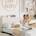thumbnail image 3 of Bingirl Twin-Size Bed Frame with Storage Headboard and 2 Drawers - Boucle Upholstered Platform Bed with Bookcase, Easy Assembly, No Box Spring in Beige White, 3 of 8