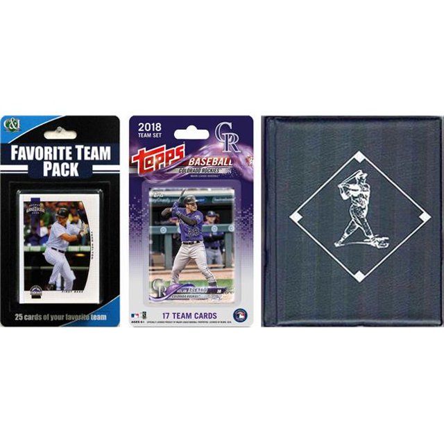 C & I Collectables ROCKIESTSC18 MLB Colorado Rockies Licensed 2018 Topps Team Set & Favorite Player Trading Cards Plus Storage Album