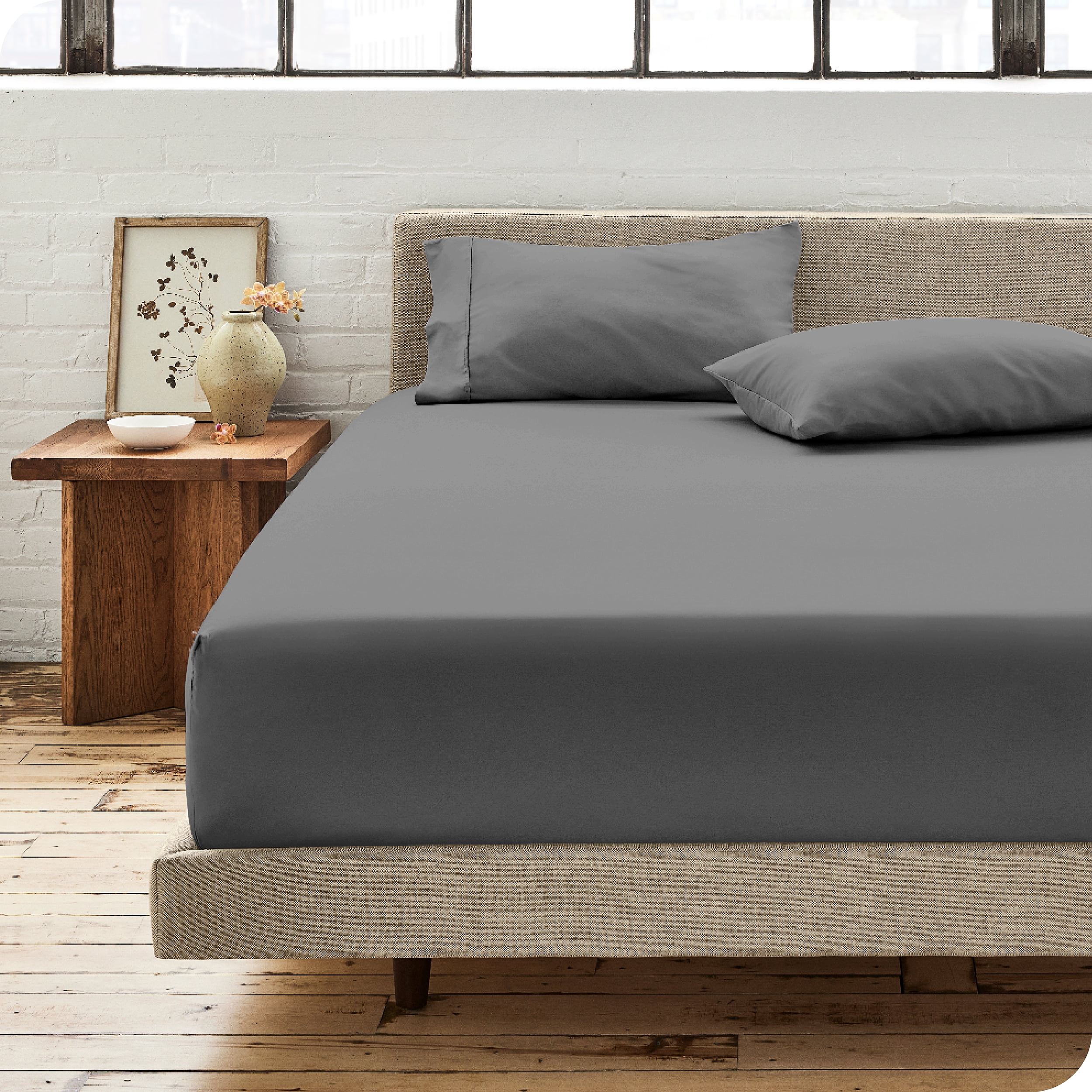 Bare Home 100% Organic Cotton Fitted Sheet - Percale Weave