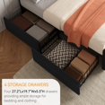 thumbnail image 4 of King Size Bed Frame with 4 Storage Drawers and Faux Leather Upholstered Headboard, Wooden Slats Support, Button Tufted Design, No Box Spring Needed, Black, 4 of 9