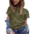thumbnail image 1 of Heliisoer Hauts pour Femmes, Liquidation d'Été Mode Décontractée Femmes Manches Courtes Uni Col Rond Hauts T-Shirt pour Dames, 1 of 4