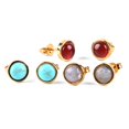 thumbnail image 2 of Women Gold Color Ear Piercing Stone Bead Onyx Black Crystal Earring, 2 of 6
