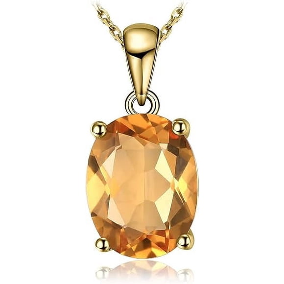 925 Sterling Silver Yellow Colour Yellow Sapphire Gemstone Pendant Necklace Woman Gift For Her