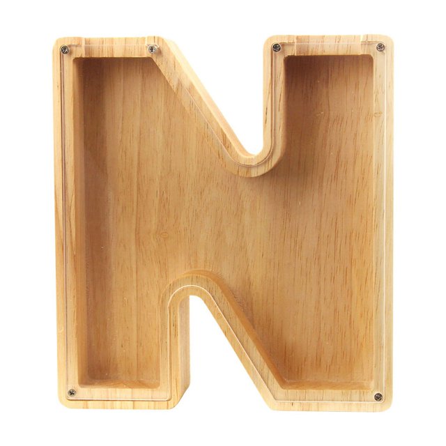 Boîte de Rangement en Bois pour Lettres Anglaises, Verre Transparent