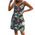 thumbnail image 2 of Ovzne Robes pour Femmes Robe d'Été Mode d'Été pour Femmes Imprimé Poche Sans Manches Robe à Col en V Robe pour Femmes Imprimée Liquidation, 2 of 5