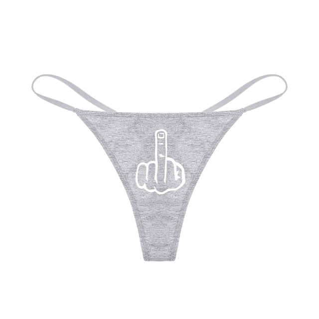 Sexy G-String Thongs for Women Cotton Panties T-back Tangas Finger Pattern Sticker Low Rise Underwear