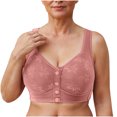 thumbnail image 4 of Lenpel Front Closure Bras for Women Wireless Lace Full Coverage Plus Size Pus up Bras Supportive Everyday Bralettes(Pink,X-Large), 4 of 4