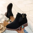 thumbnail image 2 of Wensltd Ankle Boots for Women Wide With Round Toe Short Booties with Side Zipper Fall Winter Suede Boots, 2 of 8