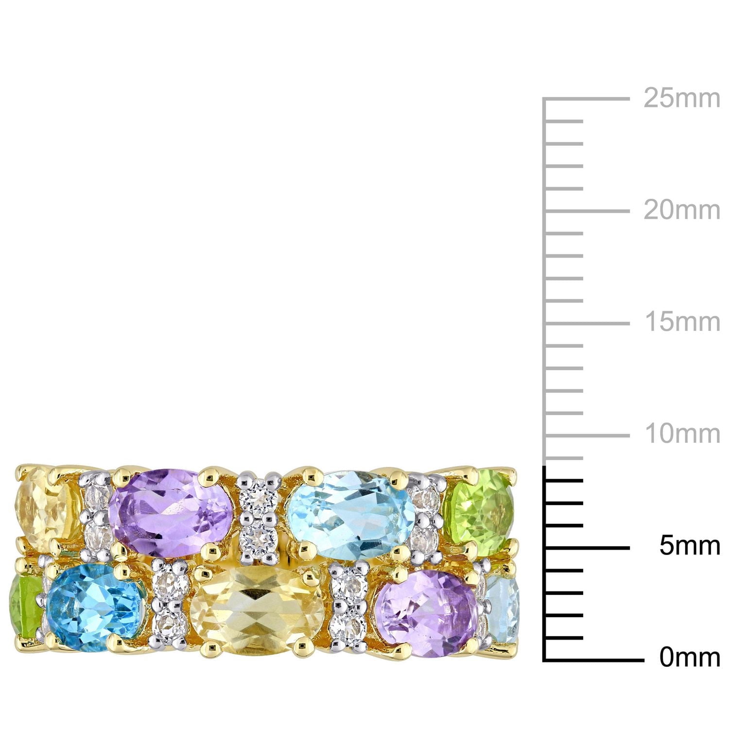 Bague de cluster Miabella avec 5 CT PBT de multi pierre précieuse en argent sterling plaqué rhodium jaune