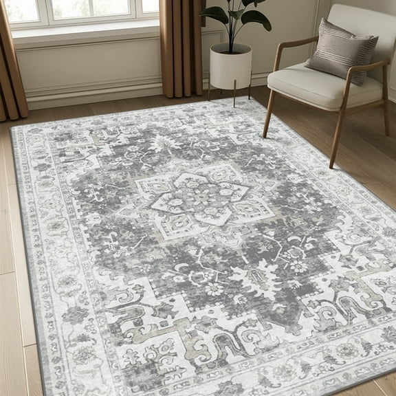KUETH Tapis de 5 Pieds X 7 Pieds pour Salon, Tapis Ultra Minces d'Intérieur Lavables à la Machine pour Chambre et Salle à Manger