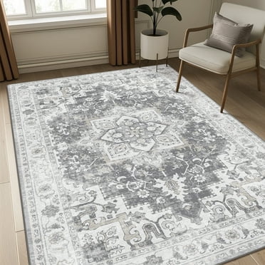 KUETH Tapis 152 X 213 cm pour Salon, Tapis d'Intérieur Ultramince Lavable à la Machine pour Chambre et Salle à Manger