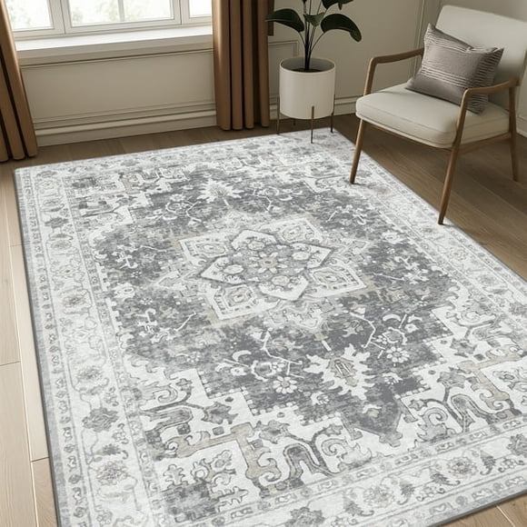 KUETH 5'x7' Area Rugs for Living Room, Ultra Thin Indoor Machine Washable Rugs for Bedroom Dining Room