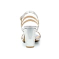 thumbnail image 3 of BLISSFUL STEP Women's Slingback Block Heel Ankle Strap Sandals Silver 6.5, 3 of 8